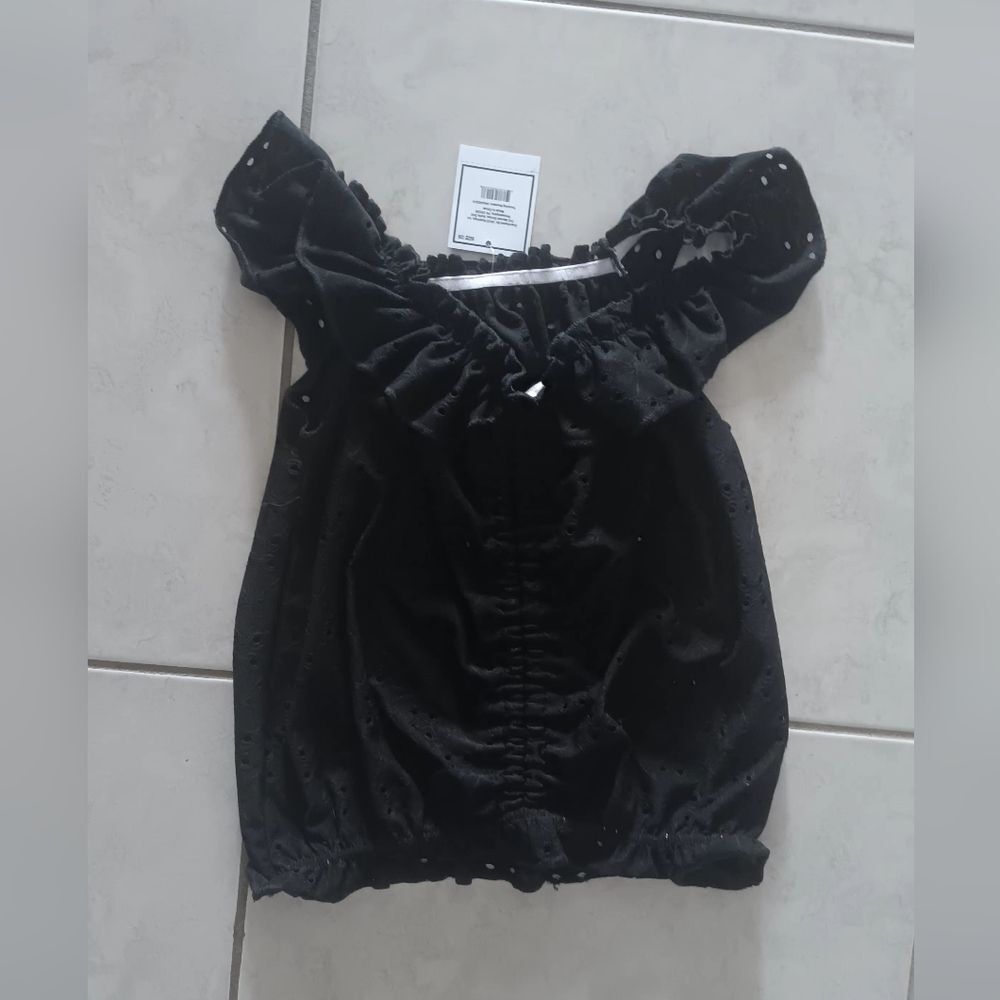 Chic Black Ruched Women's Blouse